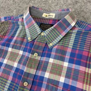 Surf Pendleton Shirt Men's XL Madras Plaid Button-Down Short Sleeve Summer Beach